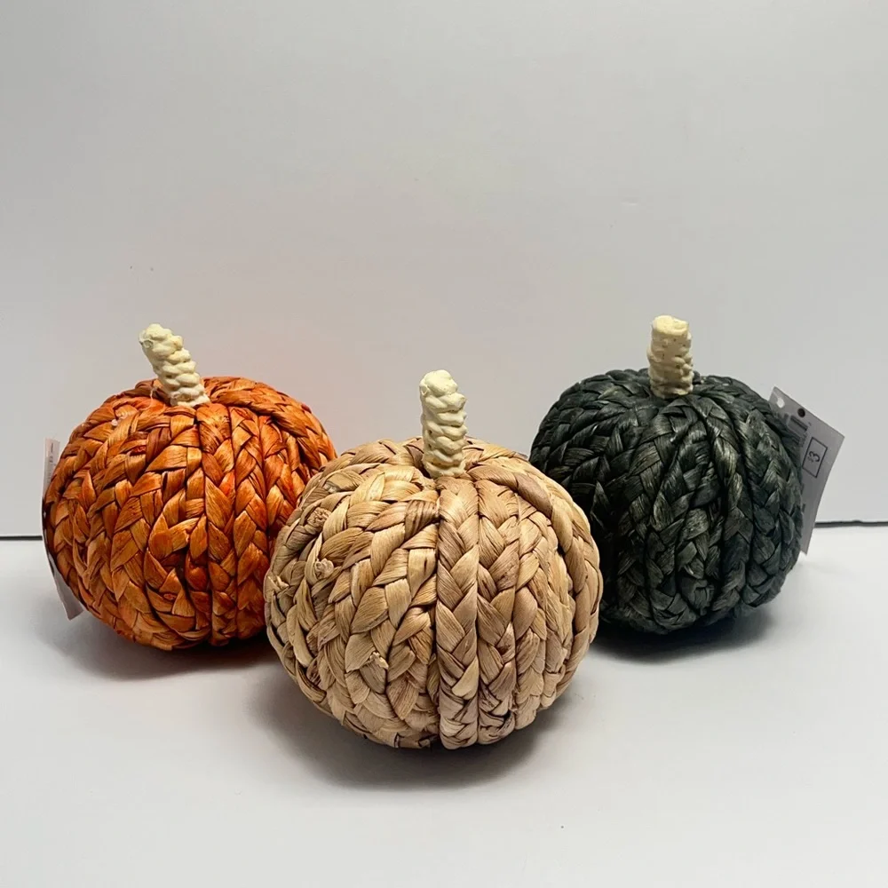 Target & Bullseyes Playground. Lot of 3, Fall Decorative Woven Pumpkins. BNWT